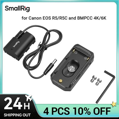 SmallRig NP-F Battery Adapter Mount Plate Kit for Canon EOS R5 / R5C and BMPCC 4K / 6K with Battery Power Cable USB-C interface
