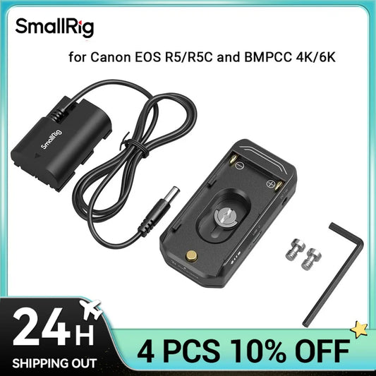 SmallRig NP-F Battery Adapter Mount Plate Kit for Canon EOS R5 / R5C and BMPCC 4K / 6K with Battery Power Cable USB-C interface
