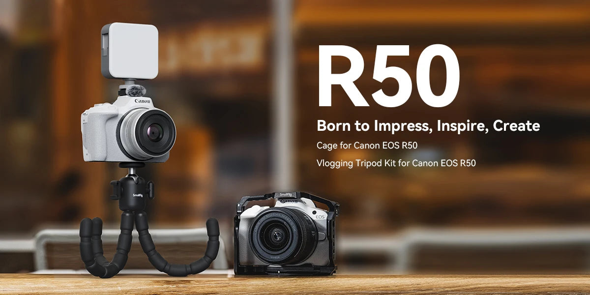 SmallRig Cage for Canon EOS R50 All-in-one Cage with 1/4"-20 Hole, ARRI 3/8"-16 Locating Hole, Cold Shoe Mount, NATO Rail