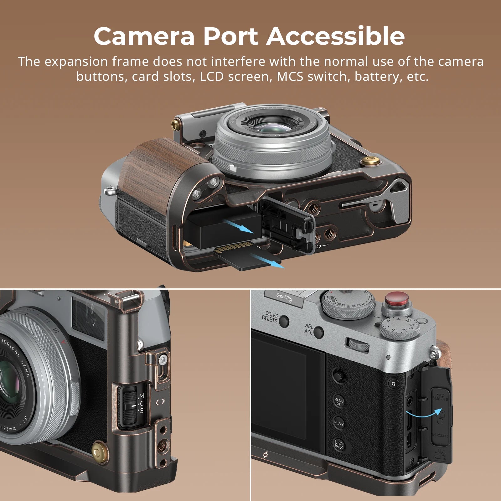 SmallRig Exclusive Camera Cage for FUJIFILM X100VI “Retro” Cage with Shutter Release Button and Hot Shoe Cover for Fuji X100VI