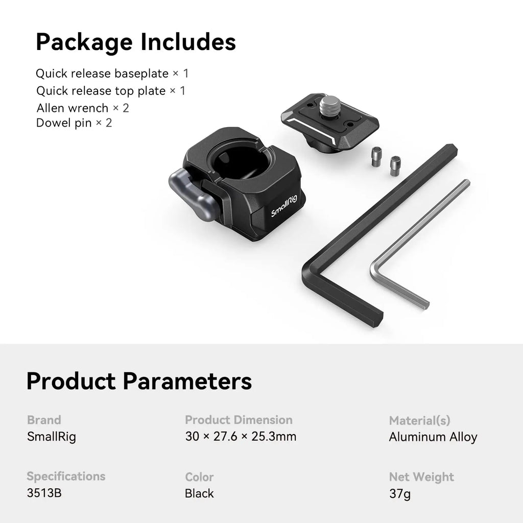 SmallRig Drop-in HawkLock Universal Mini Quick Release Clamp and Plate QR Plate Tripod Mount Adapter