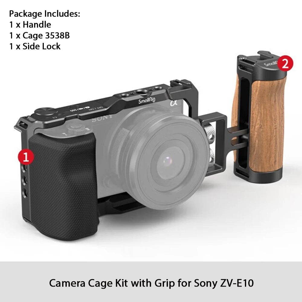 SmallRig for Sony ZVE10 Camera Cage with Silicone Cage handle Built-in Arca quick release plate Cage Rig Kit for Sony ZVE10 3538
