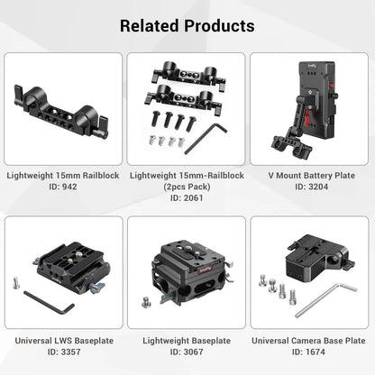 SmallRig Black Aluminum Alloy 15mm Rod Camera Rail Rod - 10cm 4 Inch (Pair Pack) for Monitor EVF Mount Attach -1049