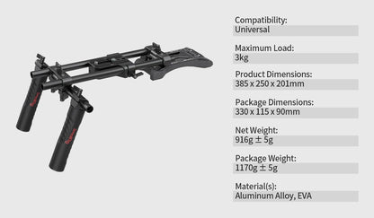 SmallRig Universal Basic Shoulder Kit for shoulder shooting mode Multiple 1/4-20 threaded holes to mount other accessories 2896C