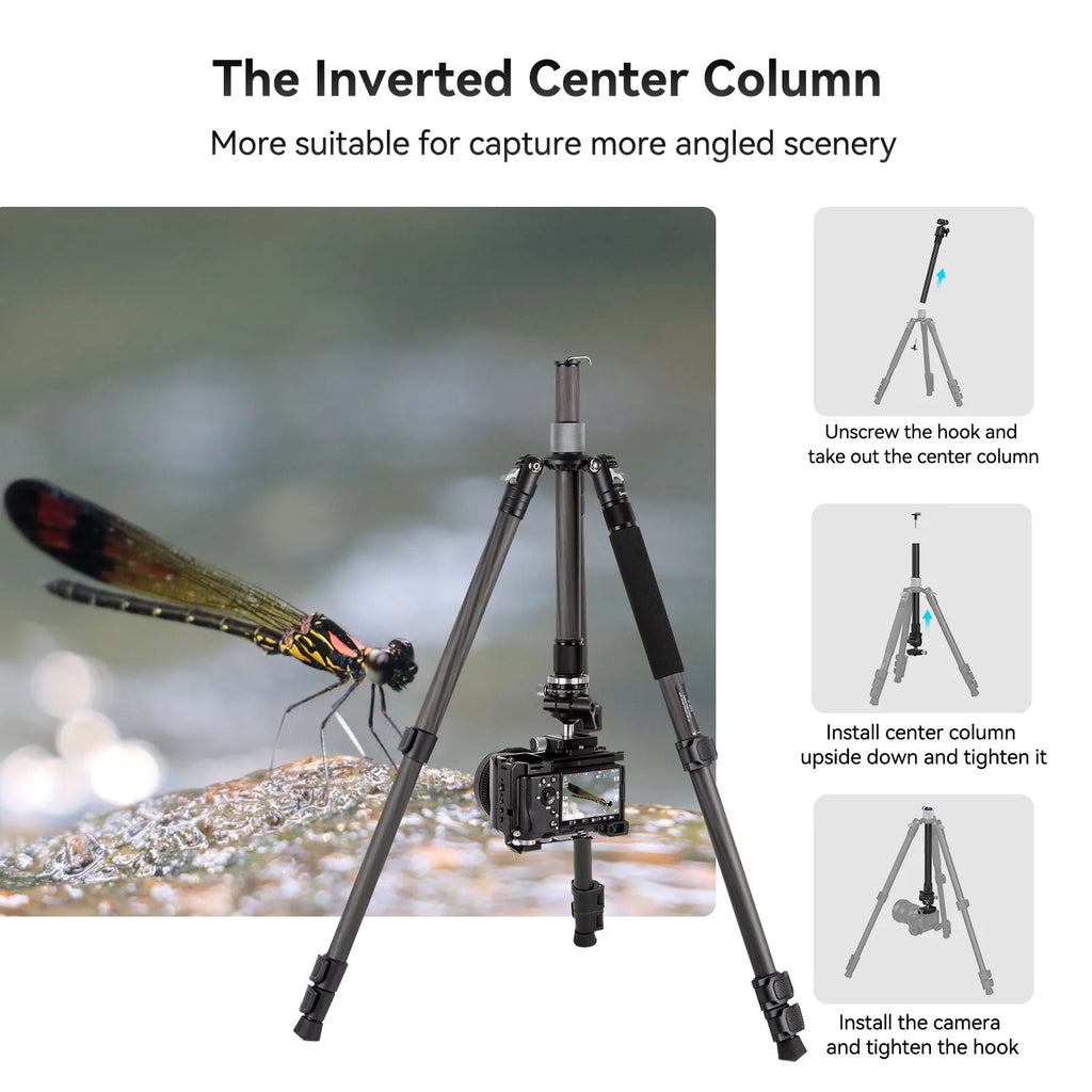 SmallRig Carbon Fiber Tripod with Center Column AP-20 Stable and Lightweight Carbon Fiber Legs Load 12kg Quickly Adjustable 4059