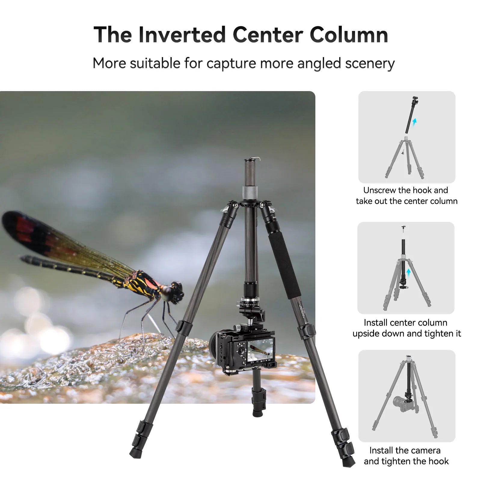 SmallRig Carbon Fiber Tripod with Center Column AP-20 Stable and Lightweight Carbon Fiber Legs Load 12kg Quickly Adjustable 4059