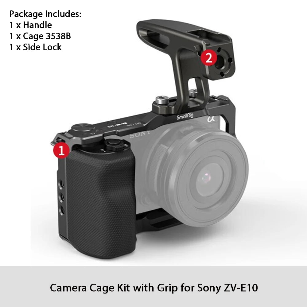 SmallRig for Sony ZVE10 Camera Cage with Silicone Cage handle Built-in Arca quick release plate Cage Rig Kit for Sony ZVE10 3538