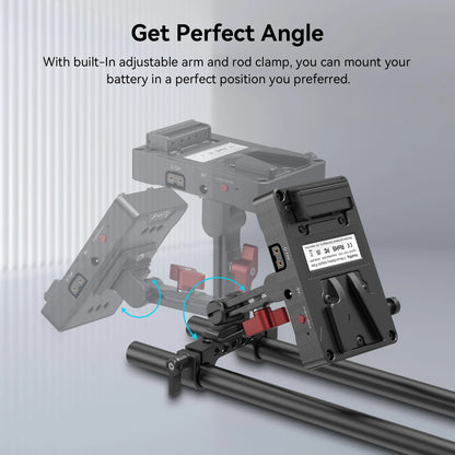 SmallRig V Mount Battery Adapter Plate, Power Supply Splitter with 15 mm Rod Clamp and Adjustable Arm, for Sony for Canon 3499