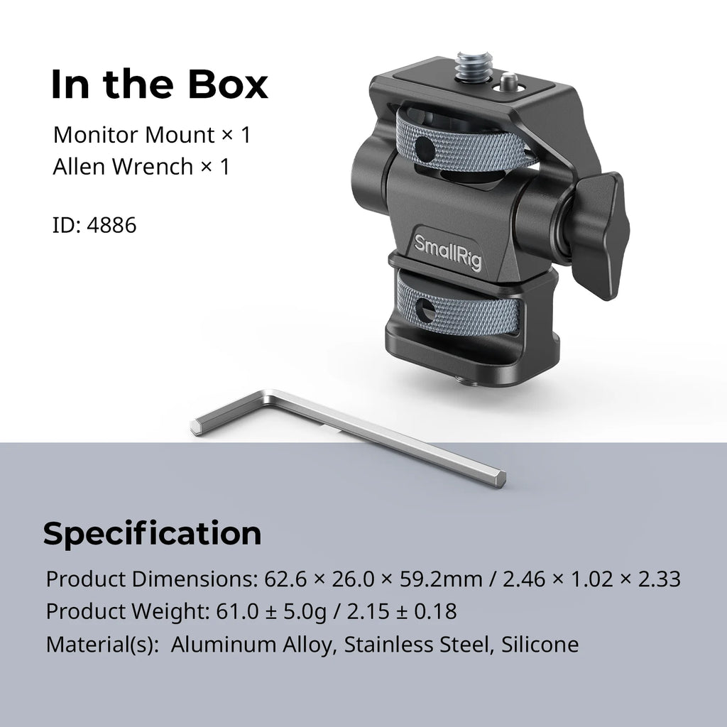 SmallRig Swivel and Tilt Adjustable Monitor Support with 1/4"-20 Screws