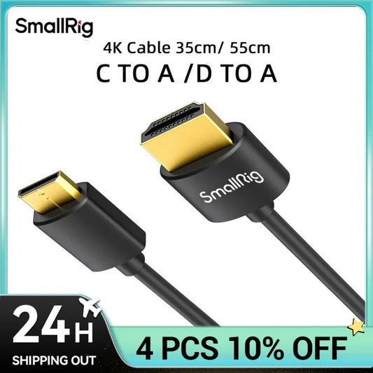 SmallRig Ultra Slim High Speed 4K Mini -Sized to Full-Sized Cable C to A /D to A/35cm/ 55cm For Sony/For Nikon/For Canon