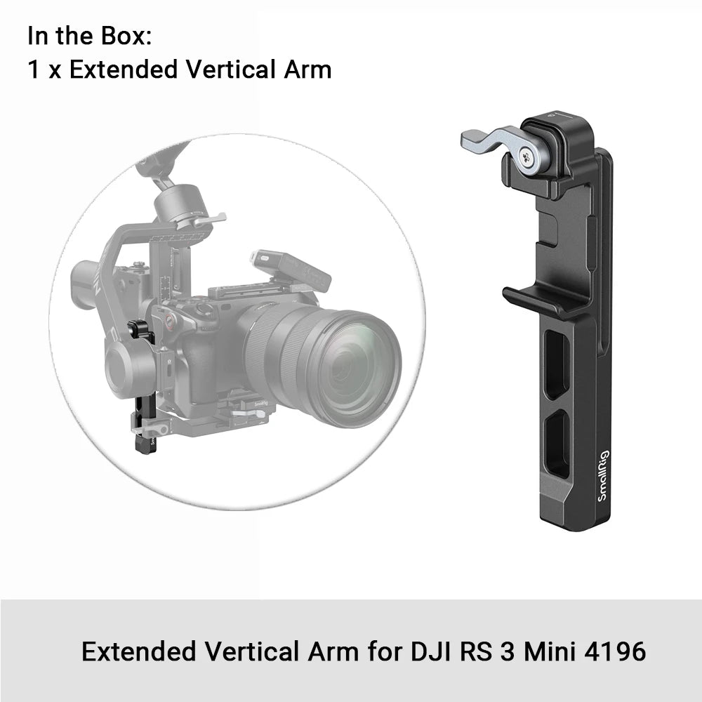 SmallRig Mount Plate for Arca-Swiss, for DJI RS 3 Mini 4195 and Extended Vertical Arm for DJI RS 3 Mini 4196