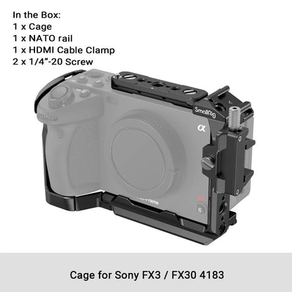 SmallRig Cage for Sony FX30 FX3, with Nato Rail Cable Clamp Cold Shoe, FX30 Camera Cage Compatible with Original XLR Handle-4183