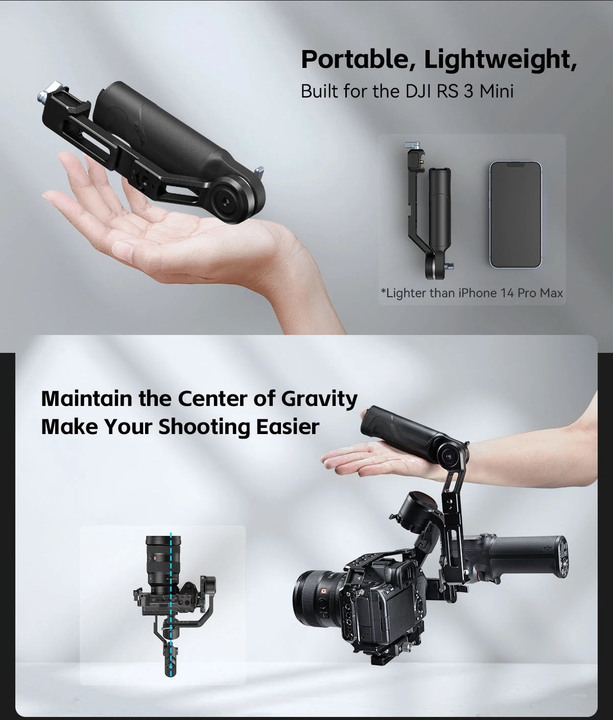 SmallRig Mount Plate for Arca-Swiss, for DJI RS 3 Mini 4195 and Extended Vertical Arm for DJI RS 3 Mini 4196