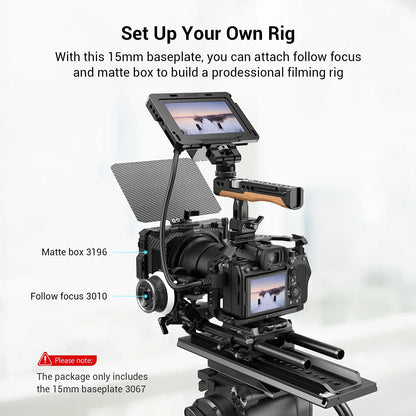 SmallRig Lightweight Base Plate Riser System For Sony with Dual 15mm Rod Clamp Plate for Manfrotto Style 40% Lighter