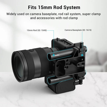 SmallRig Black Aluminum Alloy 15mm Rod Camera Rail Rod - 10cm 4 Inch (Pair Pack) for Monitor EVF Mount Attach -1049