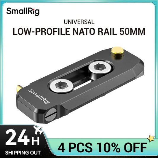 SmallRig Low-profile 6mm thick NATO Rail 50mm with NATO clamp for quick release 1/4"-20 mounting screws BUN2468B