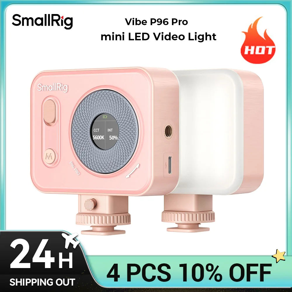 SmallRig Vibe P96 Pro mini LED Video Light, Pink & Black Color