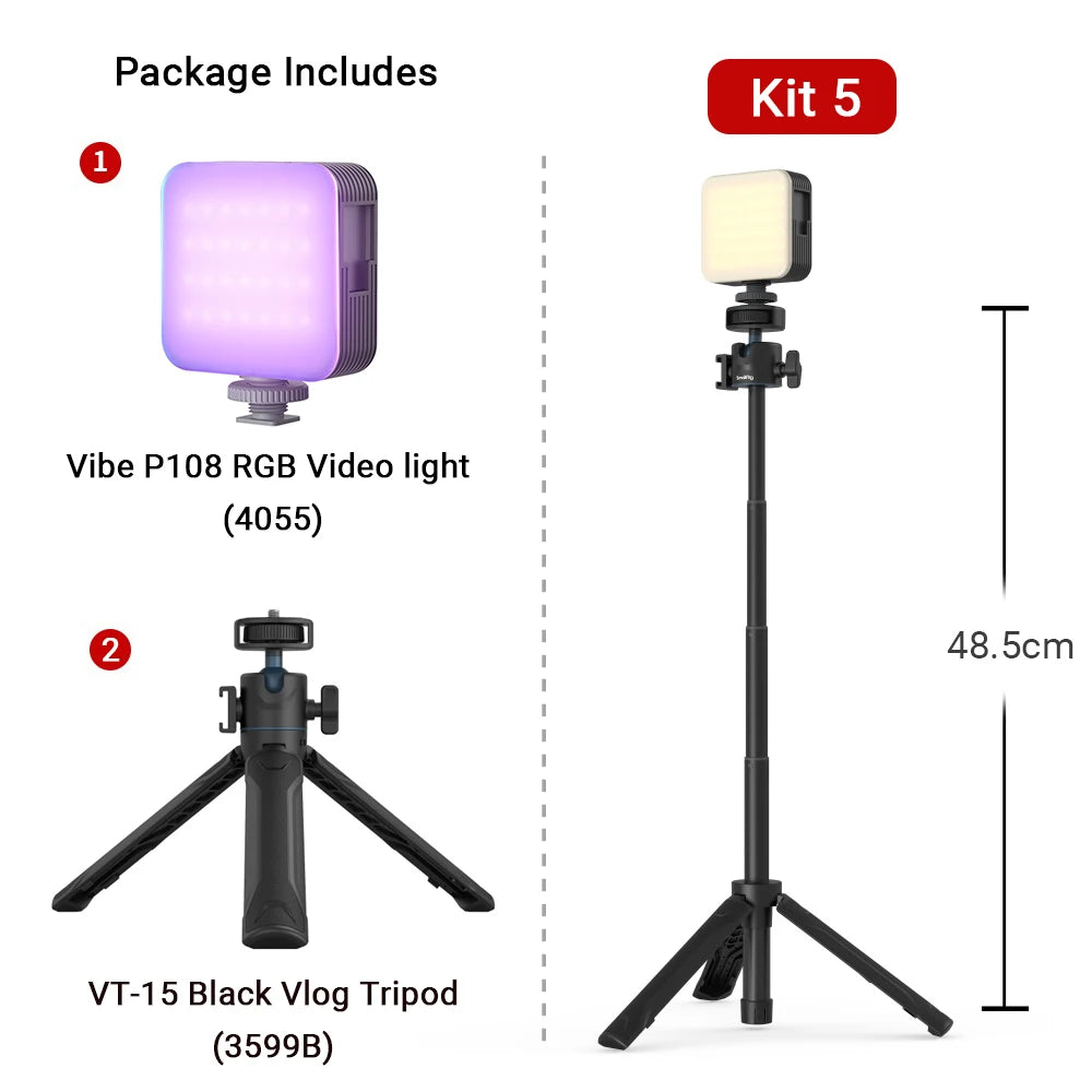 SmallRig Portable Vibe P108 RGB Video Light Smart Light 130mins long-lasting Pocket Size 108 LED Beads Floodlights 4055