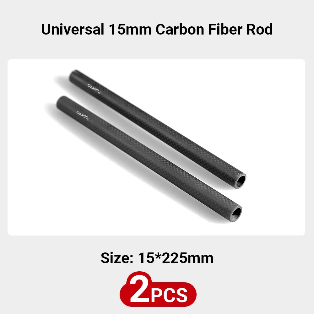 SmallRig 15mm Carbon Fiber Rod Length 10cm/15cm/20cm/22.5cm/30cm, Light Weight Rods for 15mm Support System Camera Rig 2PCS Pack