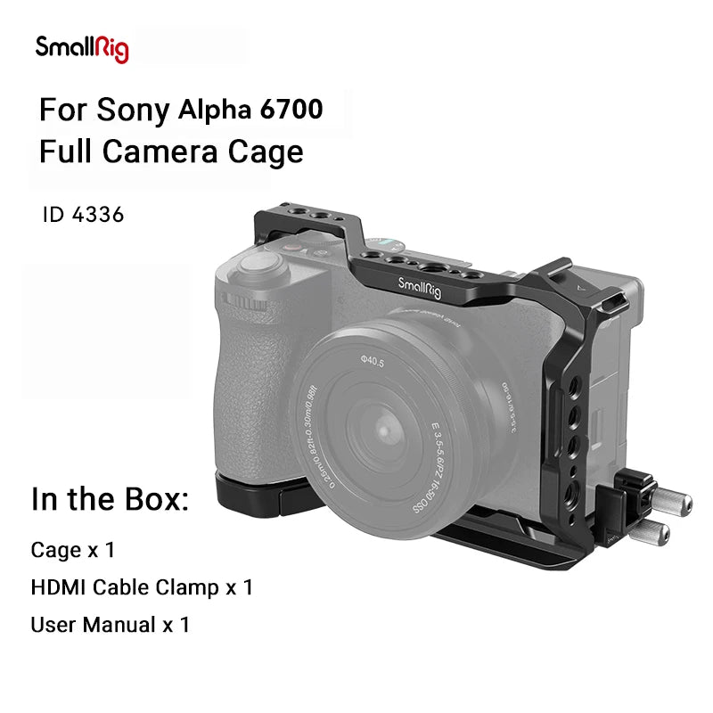 SmallRig Cage Kit / Half Cage / Baseplate / Dual Cold Shoe Mount Plate / for Sony Alpha 6700 With Multiple Mounting Points A6700