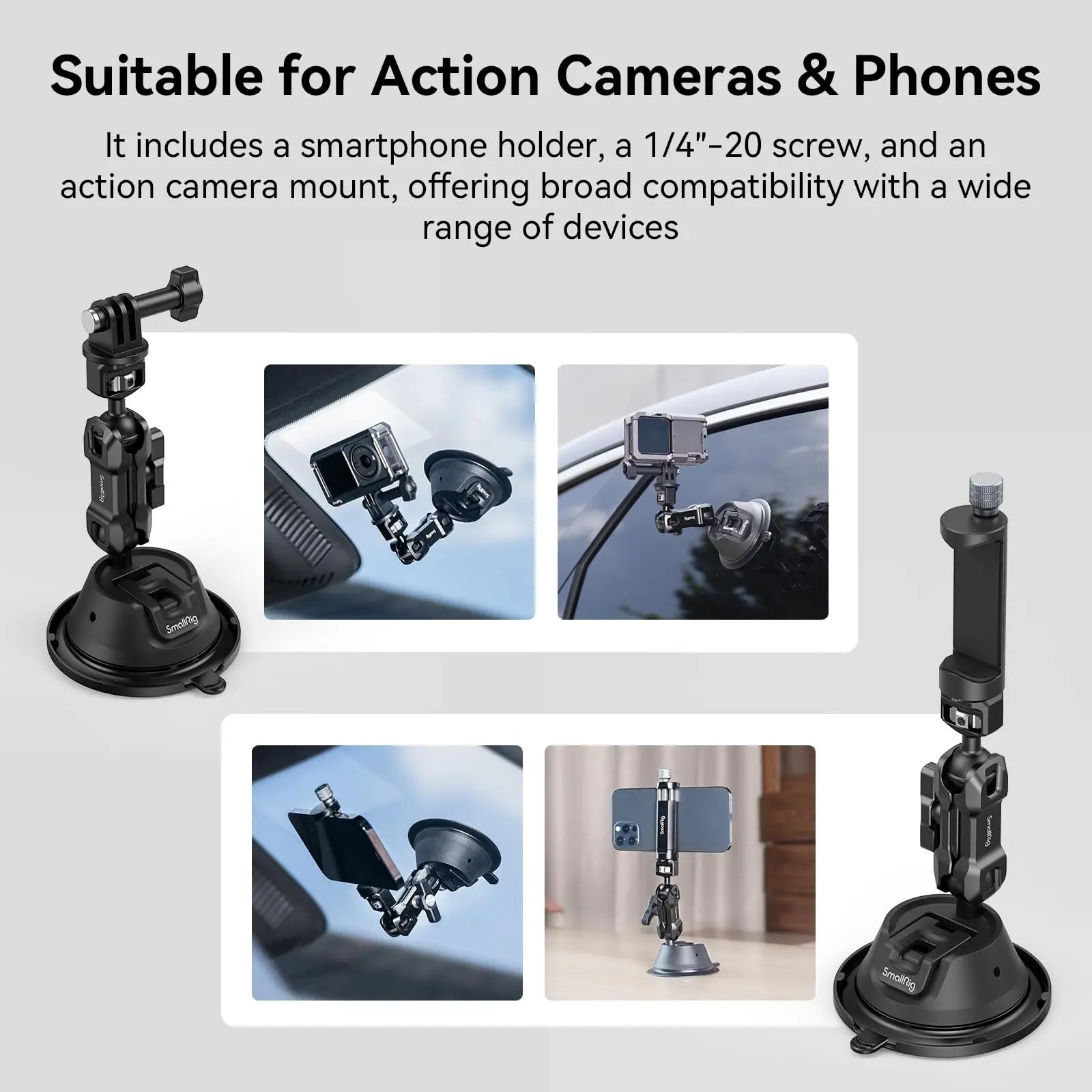 SmallRig Portable Suction Cup Mount Support for Smartphones / Action Cameras