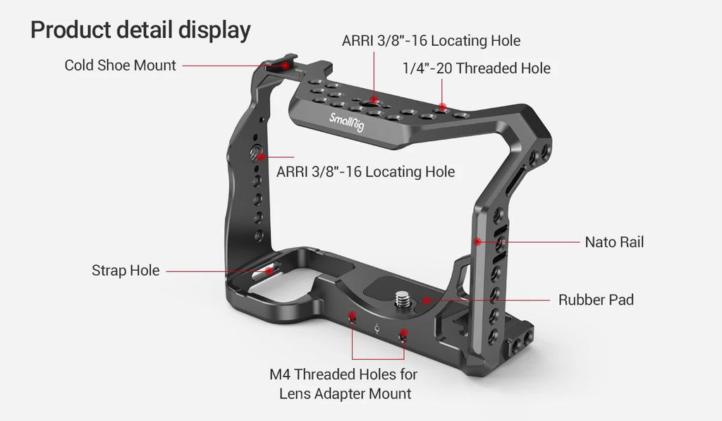 SMALLRIG Camera Cage Only for Sony Alpha 7S III / A7S III / A7SIII / A7S3 Formfitting Full Cage with 1/4"-20 & 3/8"-16 Threads