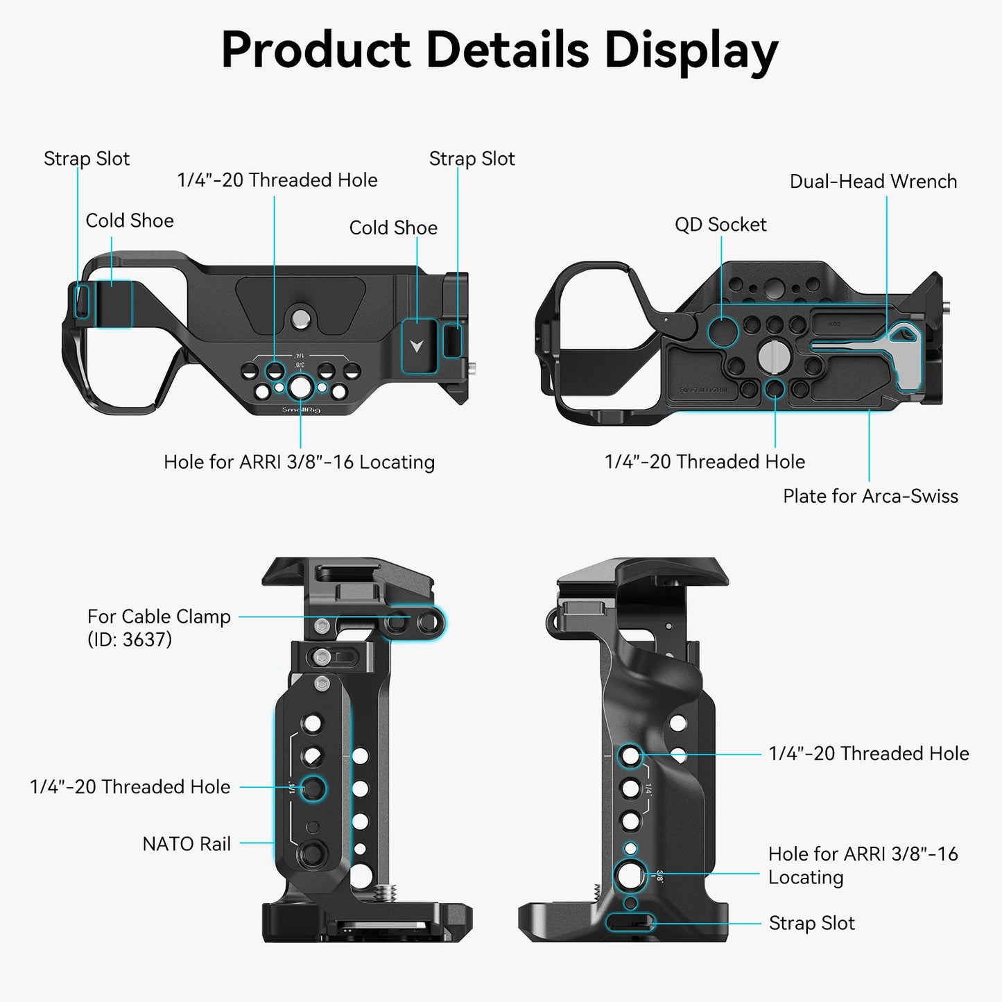 SmallRig A7 III / A7R III Cage Kit with Top Handle Cable for Sony Alpha 7 III / Alpha 7R III Portable Handheld Kit 4198