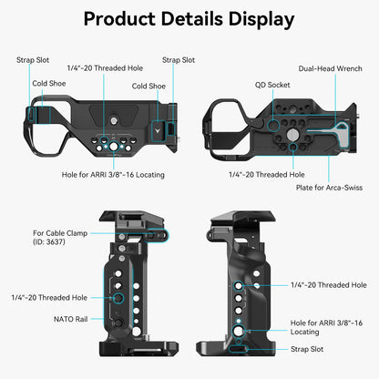 SmallRig A7 III / A7R III Cage Kit with Top Handle Cable for Sony Alpha 7 III / Alpha 7R III Portable Handheld Kit 4198