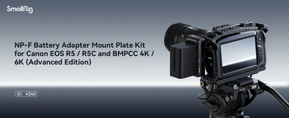 SmallRig NP-F Battery Adapter Mount Plate Kit for Canon EOS R5 / R5C and BMPCC 4K / 6K with Battery Power Cable USB-C interface