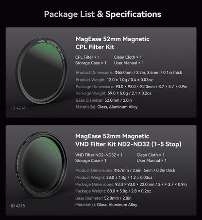 SmallRig 2-in-1 52mm Magnetic Filter Adapter Ring / Phone Stand for iPhone, Foldable Compact and Portable 4219