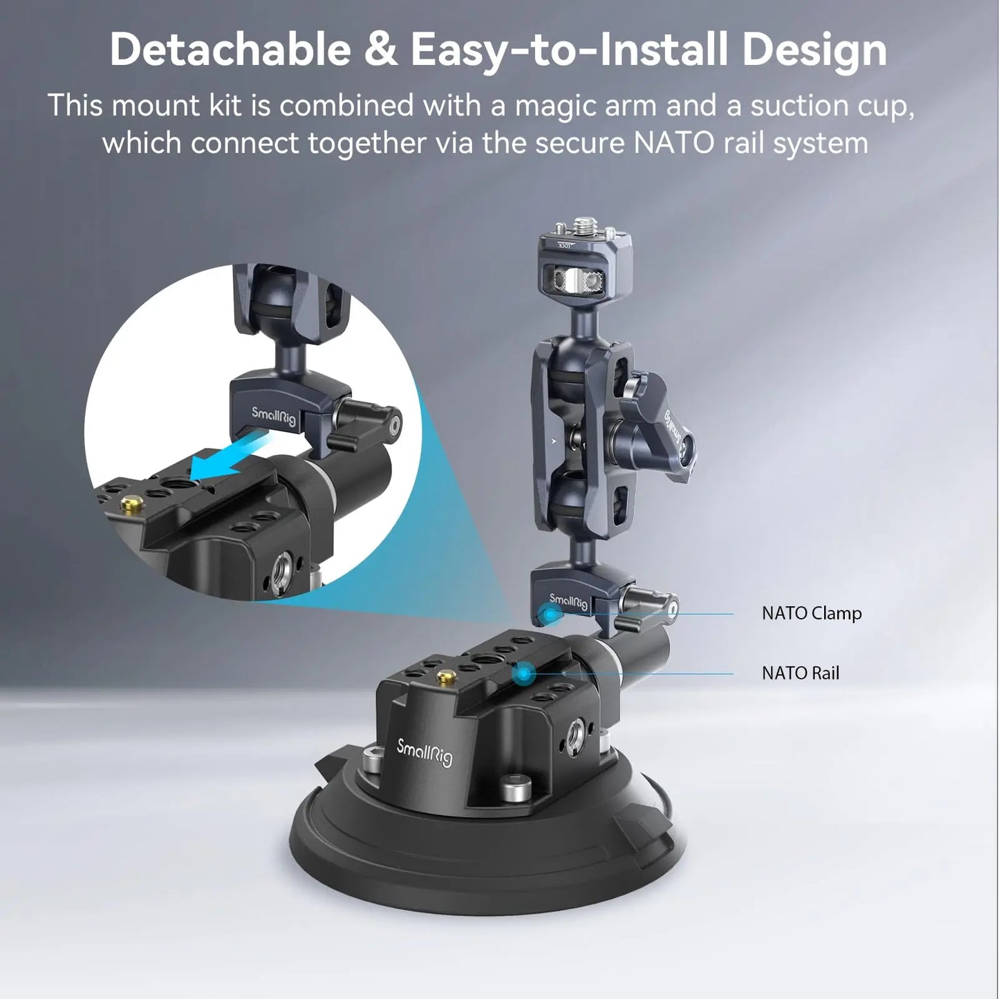 SmallRig 4" Camera Suction Mount with Ball Head Magic Arm
