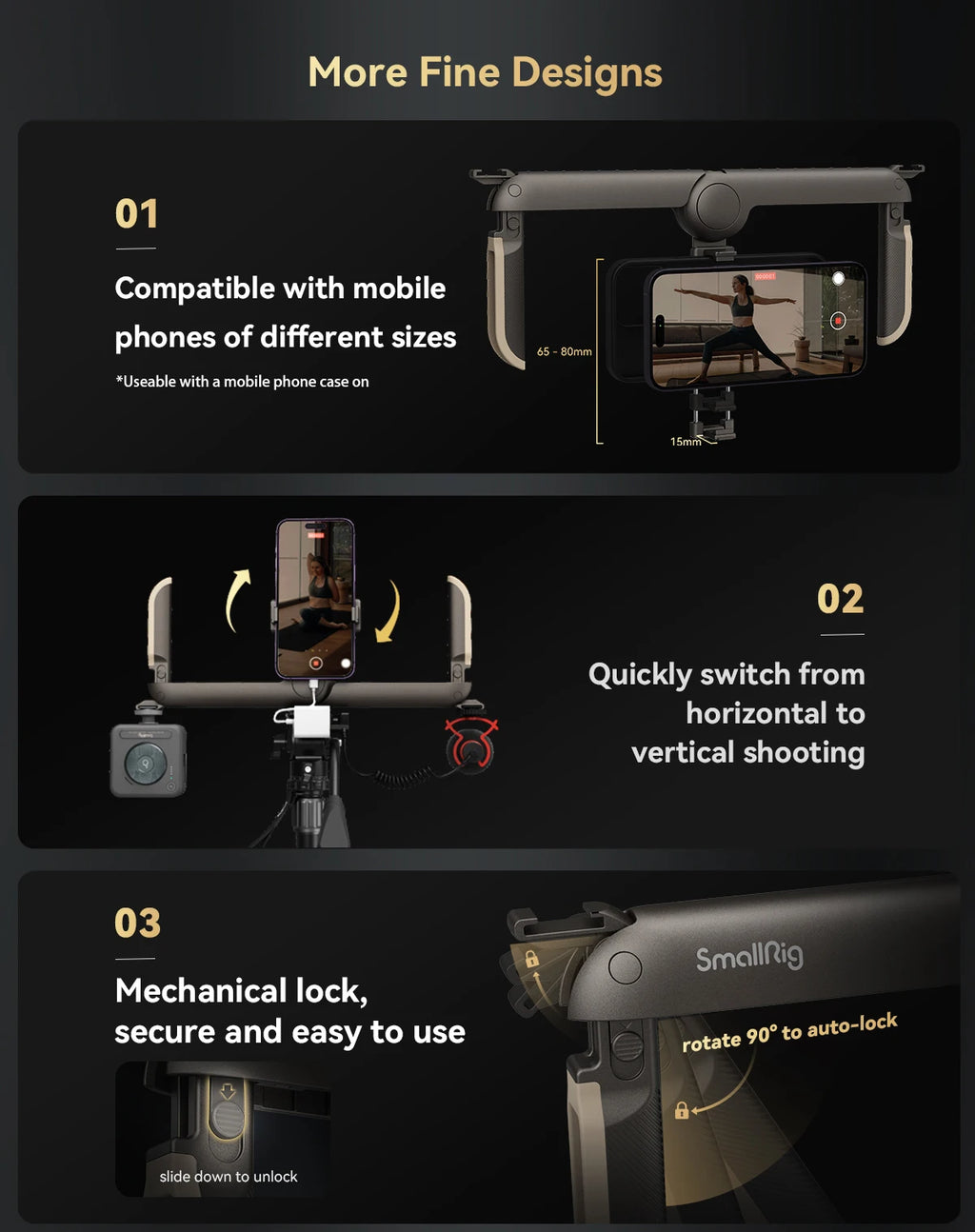 SmallRig P20 Foldable Universal Phone Cage, Smartphone Video Rig Case Stabilizer Tripod Mount