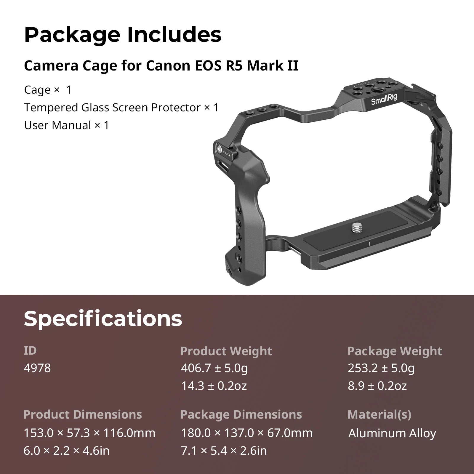 SmallRig L-Shape Mount Plate for Canon EOS R5 Mark II with Arca-Swiss Quick Release for DJI ,Arca-type Tripods 4983