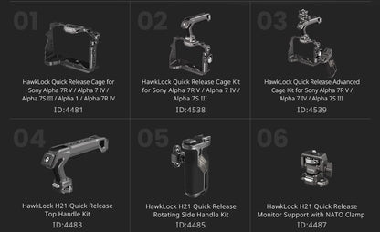 SmallRig HawkLock H21 Quick Release Rotating Side Handle Kit, Rotate 360° , Suit for H21 Quick Release Sliderl, Cages, Plates