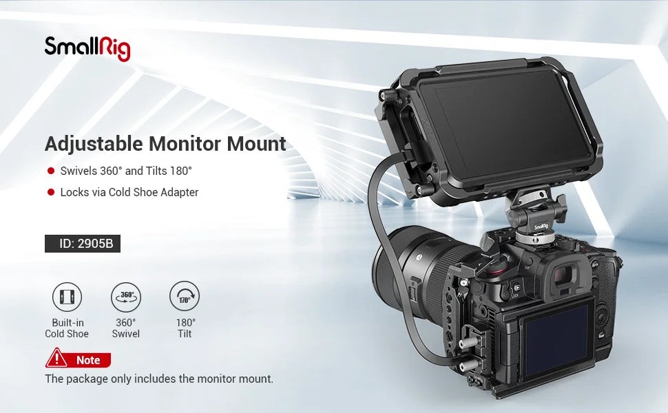 SmallRig Quick Release Monitor Holder Camera Clamp Swivel and Tilt Adjustable Monitor Mount with Cold Shoe / ARRI /  NATO Mount