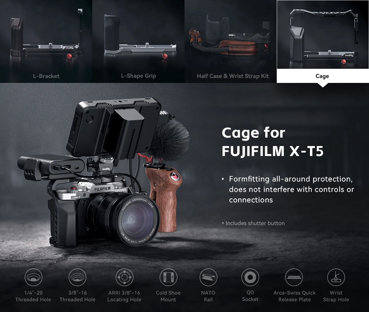 SmallRig Multifunctional Cage for FUJIFILM X-T5 Retro Handheld Cage Kit
