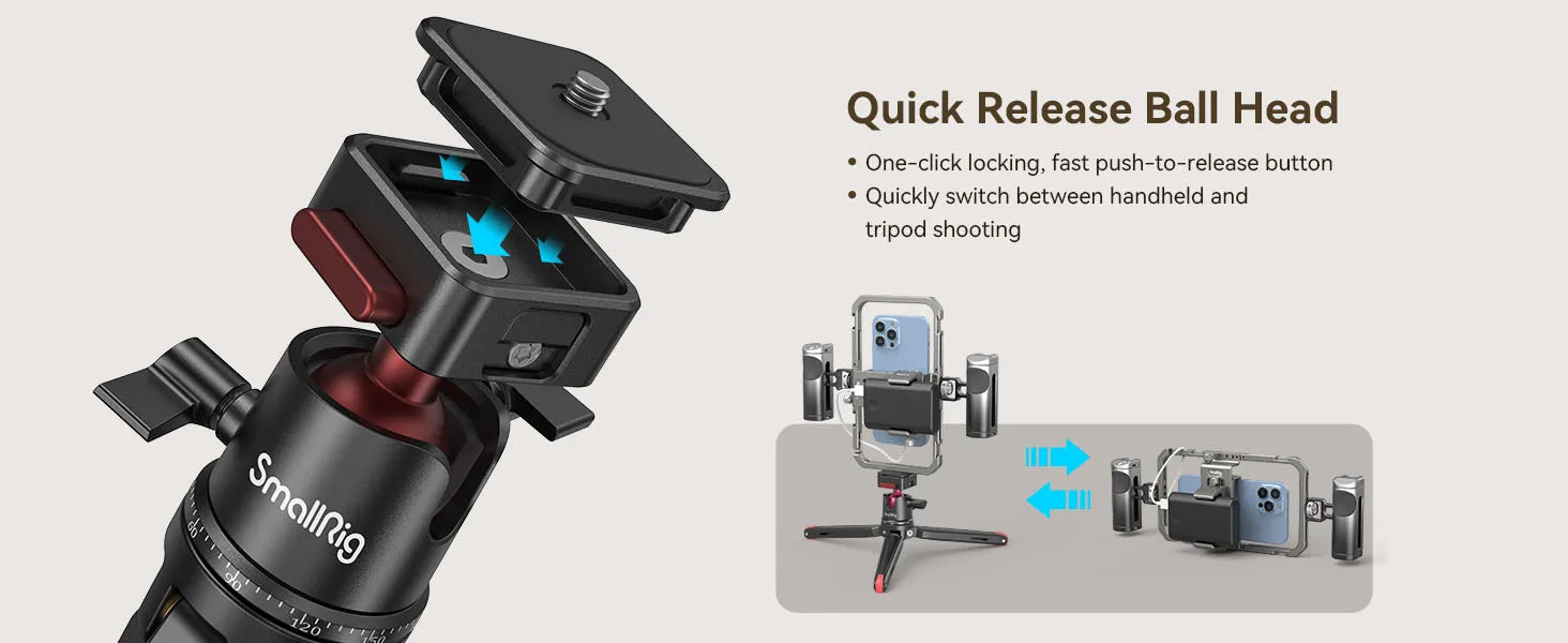 SmallRig Universal SmartPhone Cage & for iPhone 14/13 Pro/Pro Max With Foldable Handles Wireless Controls Rig for iPhone 14 /13/12
