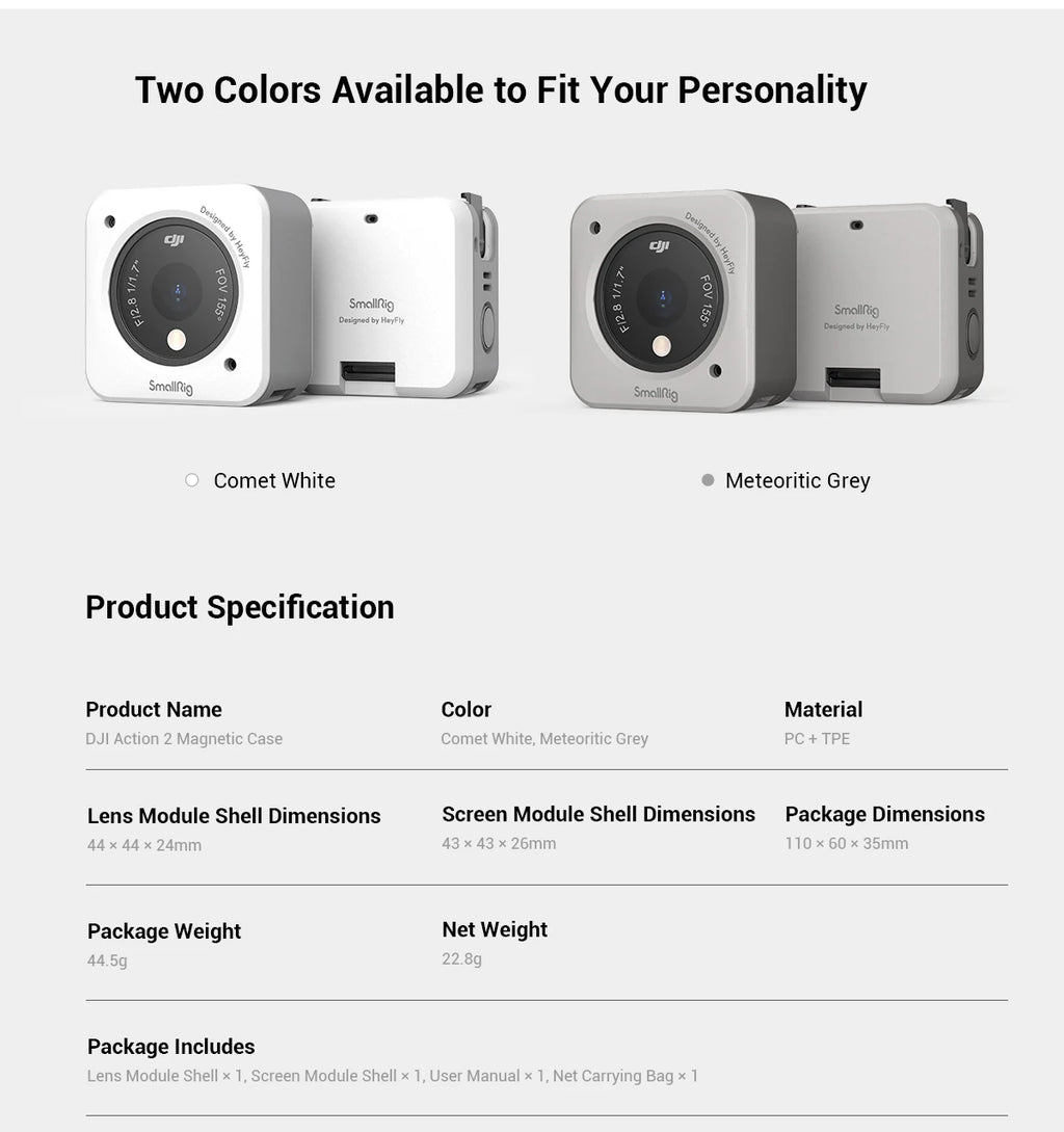 SmallRig Case For DJI Action 2 Magnetic Anti-scratch Anti-drop Anti-slip Insulation Formfitting Suits multiple Scenes 3627