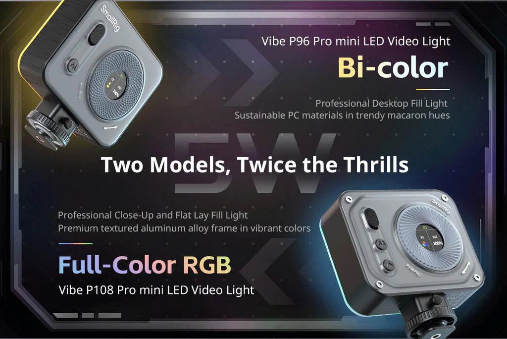 SmallRig Vibe P96 Pro mini LED Video Light, Pink & Black Color