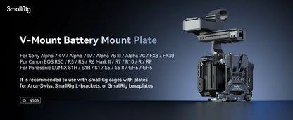 SmallRig V-Mount Battery Mounting Plate for Arca-Swiss Plate SmallRig Cage or Baseplate Quick Install Adjust for V-Mount Battery