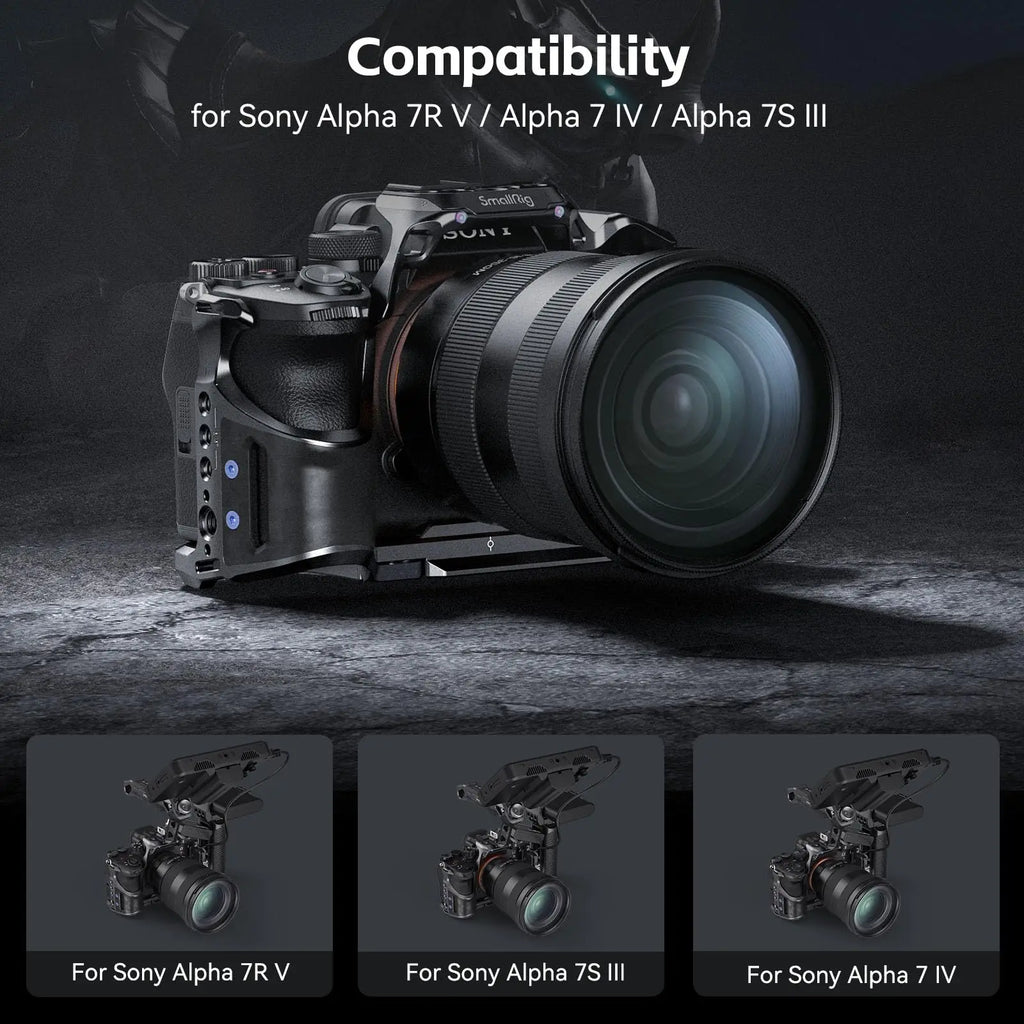 SmallRig A7R V/A7 IV /A7S 3 Cage for Sony Alpha 7R V/ Alpha 7 IV/Alpha 7S III "Rhinoceros" Cage Kit with Cable Clamp - 4308