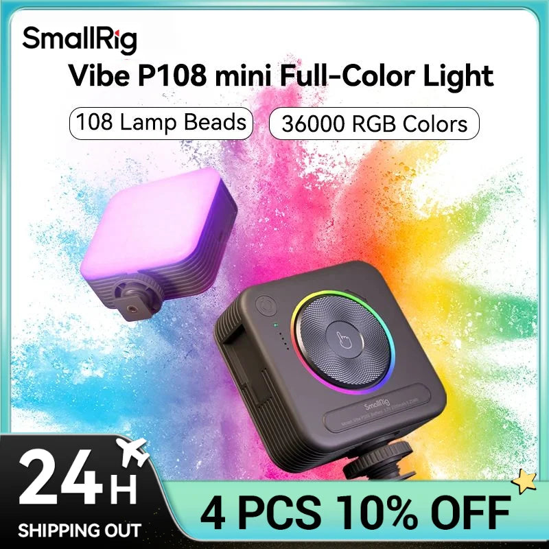 SmallRig P108 RGB Video Light,Portable LED Camera Lights 360°