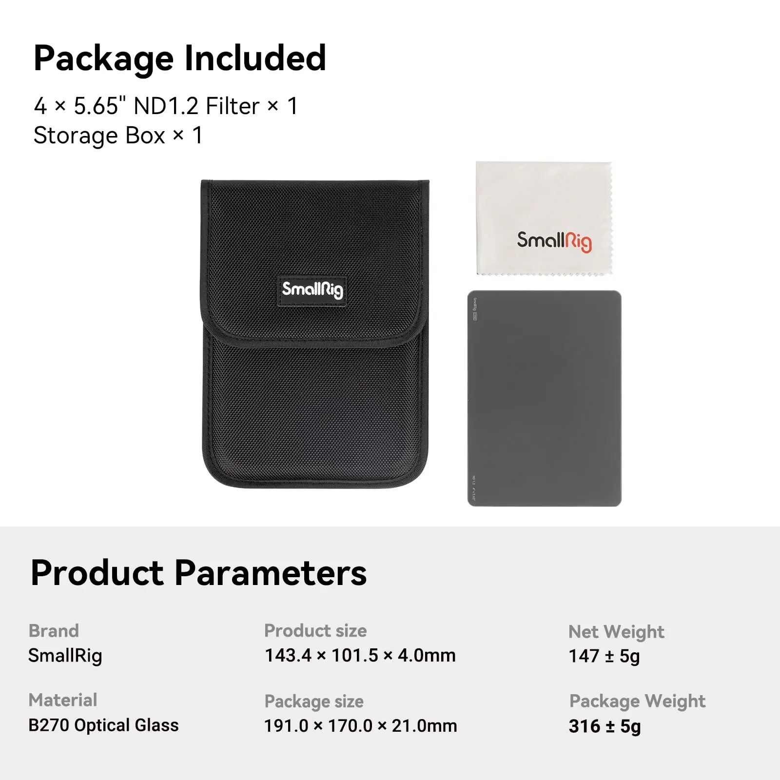 SmallRig 4 x 5.65 ND 0.3 /0.9/1.5/1.8/2.1（1/3/5/6/7 Stop）Filter Waterproof Anti-scratch For With 4 x 5.65" Matte Box System