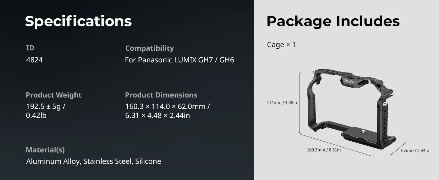 SmallRig HawkLock Quick Release Cage for Panasonic LUMIX GH7 / GH6