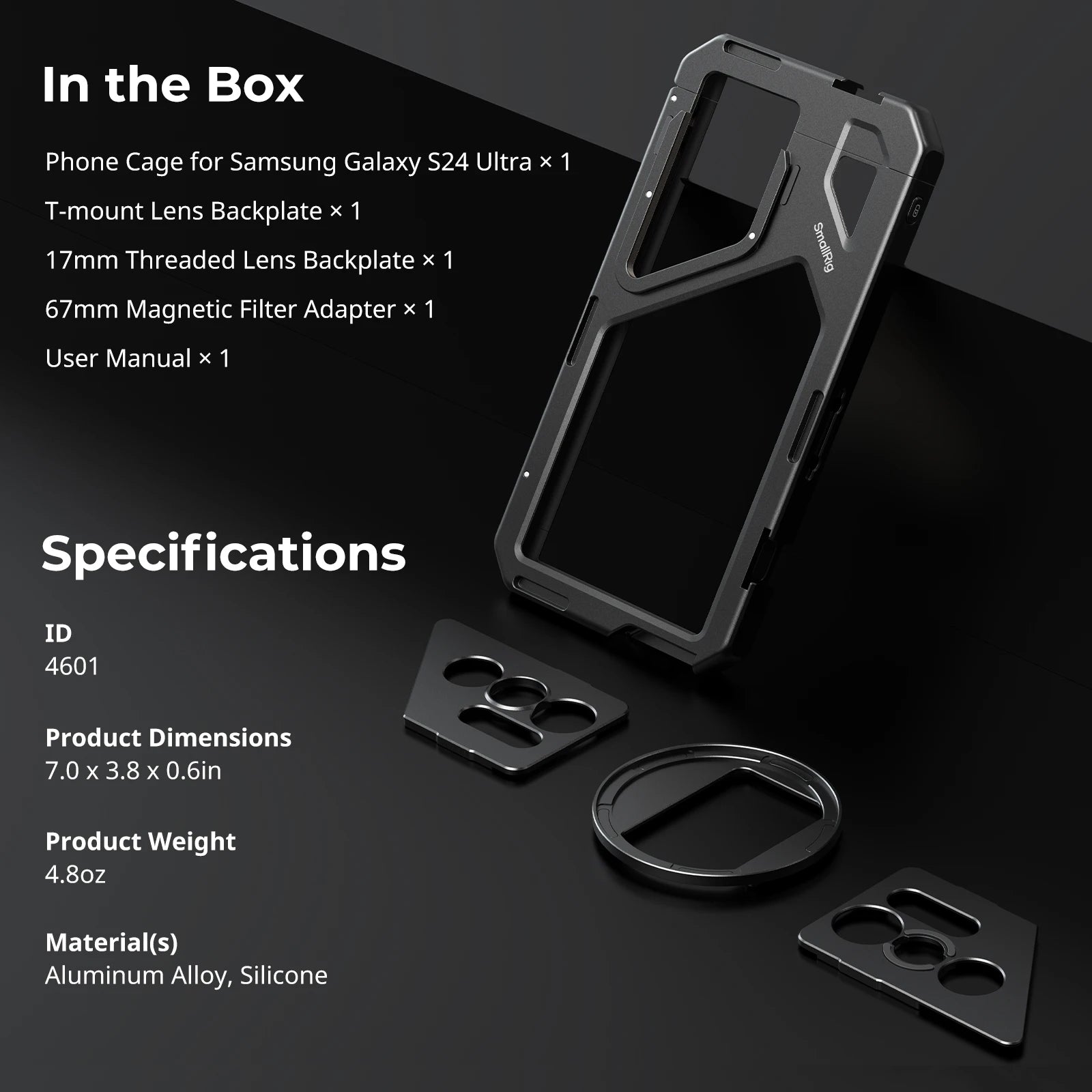 SmallRig Phone Cage for Samsung Galaxy S24 Ultra , HawkLock Quick Release System Cage Kit,with Magnetic Filter Attachment 4601