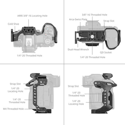 SmallRig EOS R5 Mark II "Black Mamba" / HawkLock Quick Release Cage for Canon EOS R5 Mark II Cage Kit with Top Handle