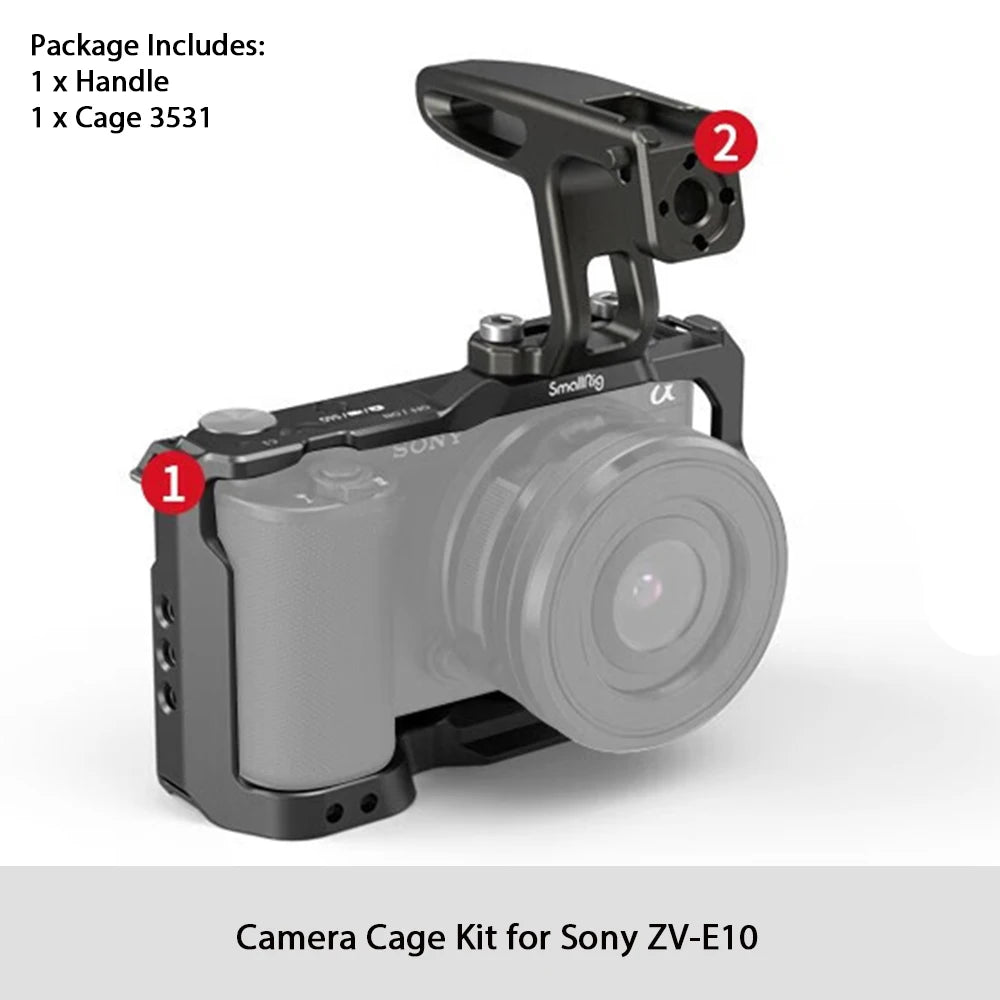 SmallRig for Sony ZVE10 Camera Cage with Silicone Cage handle Built-in Arca quick release plate Cage Rig Kit for Sony ZVE10 3538