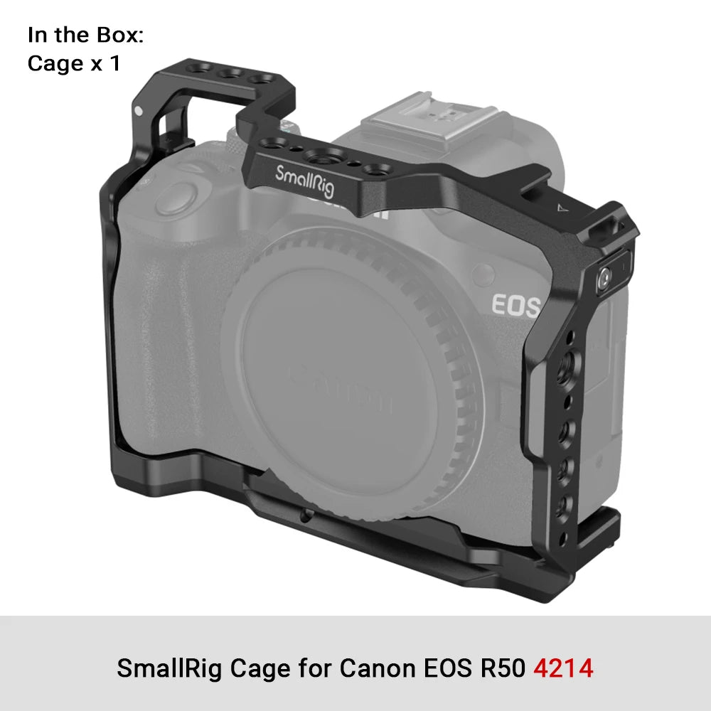SmallRig Cage for Canon EOS R50 All-in-one Cage with 1/4"-20 Hole, ARRI 3/8"-16 Locating Hole, Cold Shoe Mount, NATO Rail