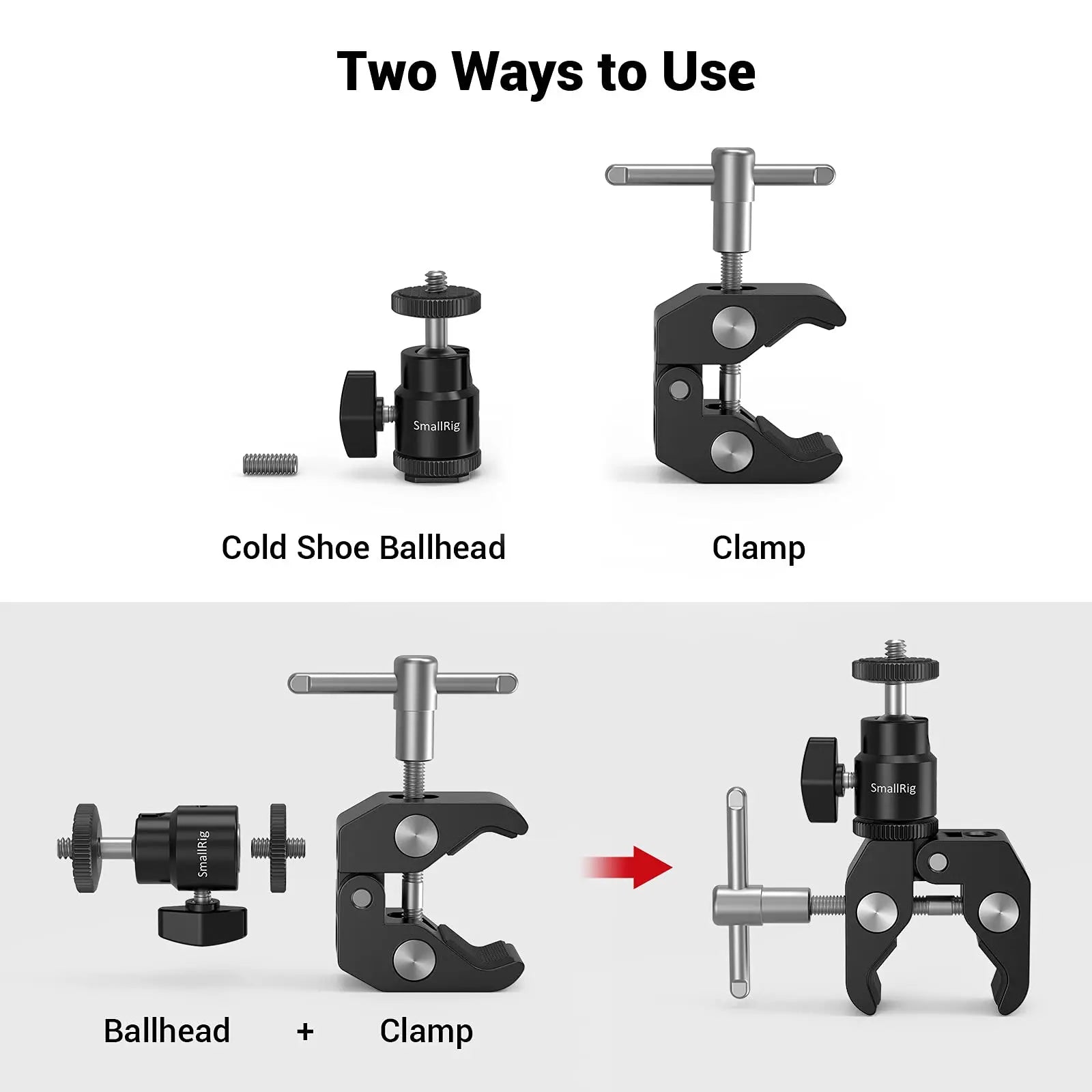 SmallRig DSLR Camera Super Clamp Holder w/ Ball Head Mount Hot Shoe Adapter For Gopro/Camera Light/Monitor Attachment 1124