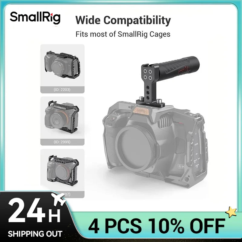 SmallRig Rubber Top Handle Grip with Top Cold Shoe Base for DSLR Camera Cage Video Camcorder Action Stabilizing Universal 1446C